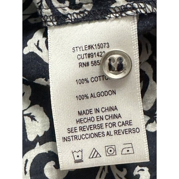 Kut from the Kloth Button Up Roll Tab Sleeve Black & White Floral Tie Waist Sz M - Picture 4 of 5